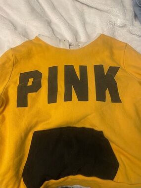 PINK Victoria's Secret Yellow Kids Pullover with Black Logo